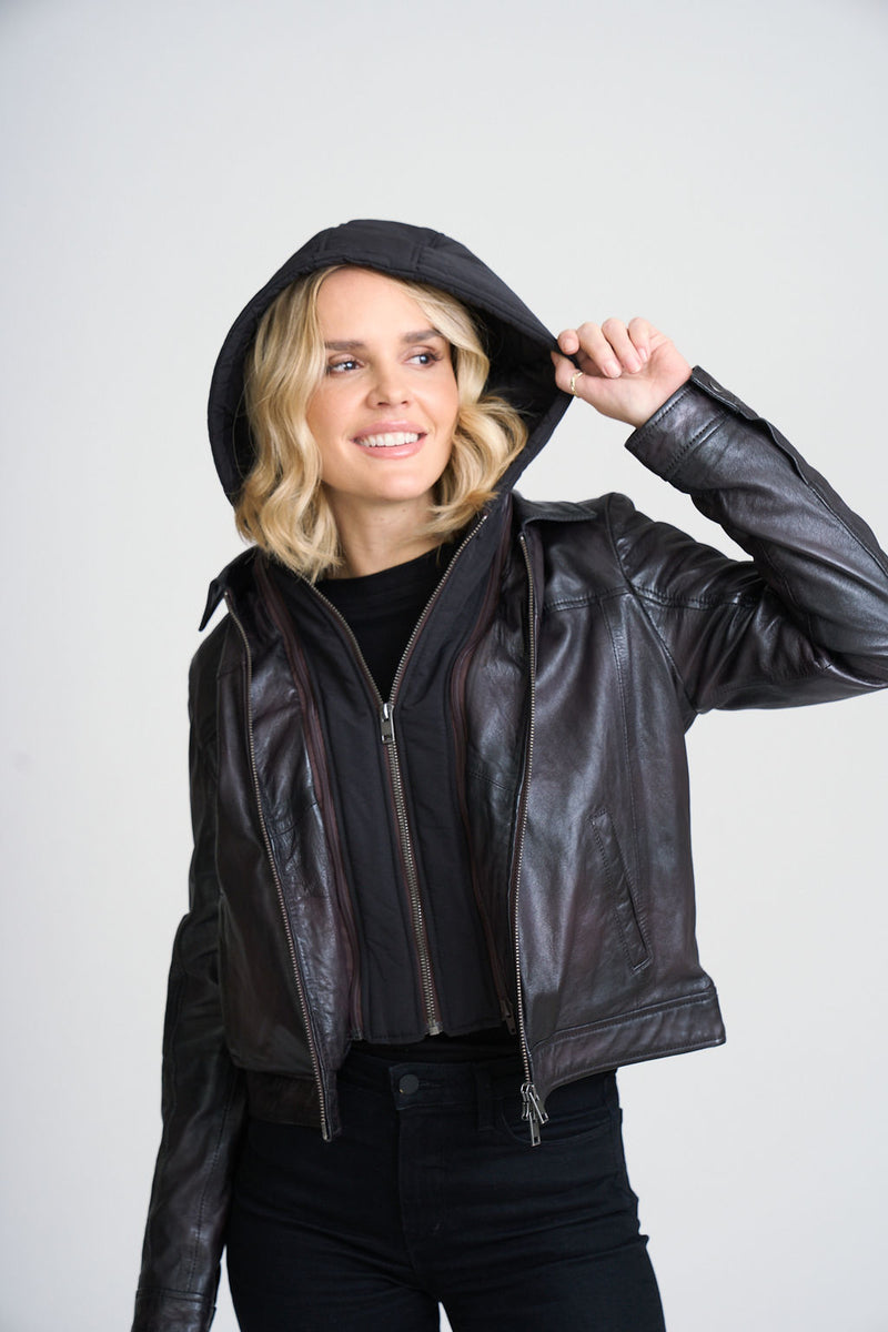 Avih RF Leather Jacket with Double Zip & Removable Hood – Mauritius