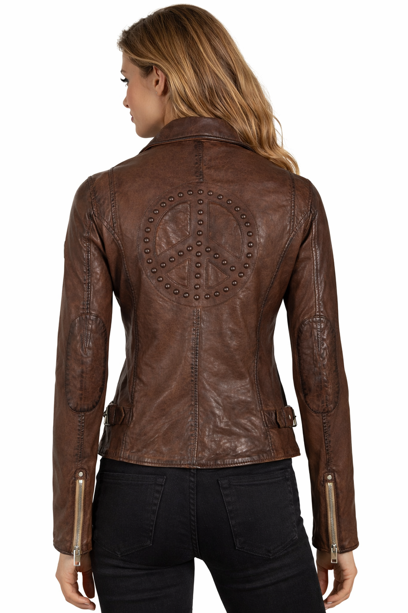 Maysie RF Leather Jacket, Brown – mauritiusleather
