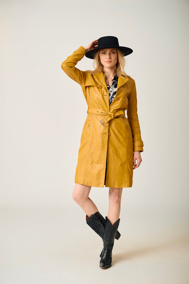 Leah CF Leather Trench – mauritiusleather