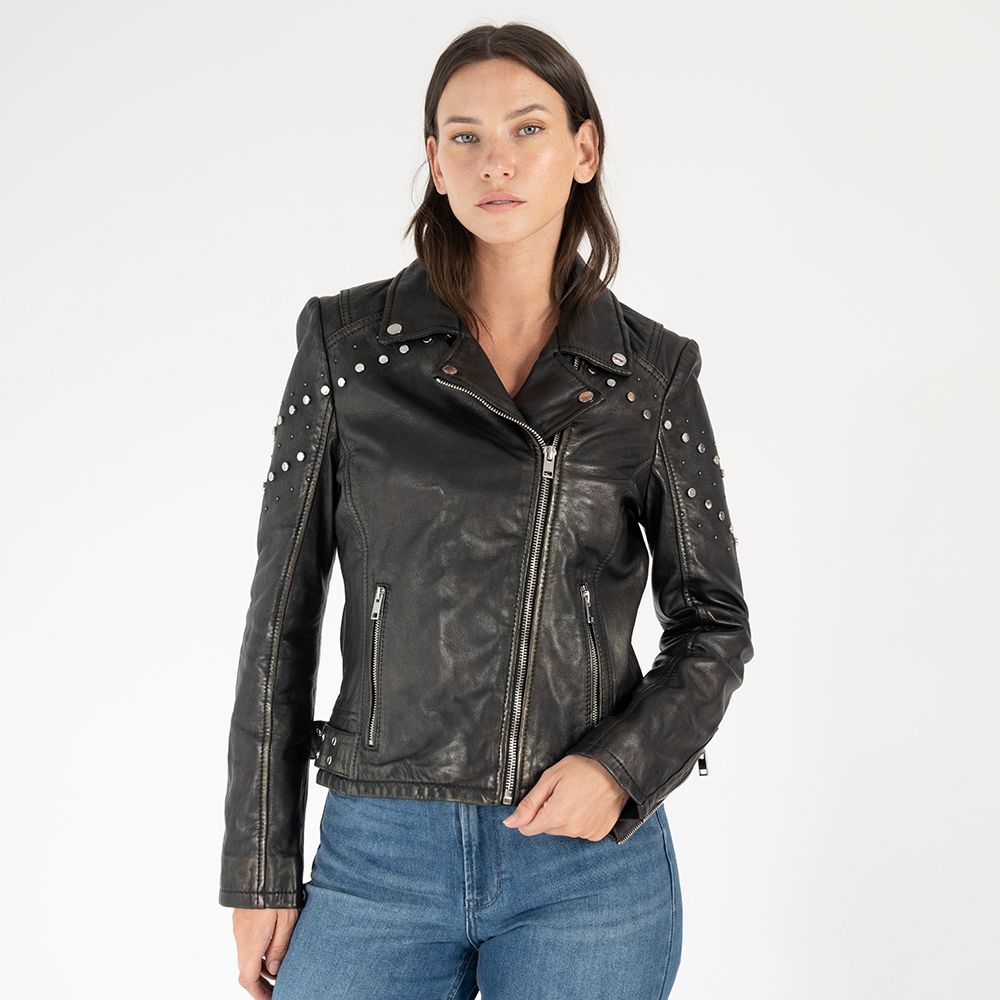 Danielle RF Leather Jacket, Black – Mauritius