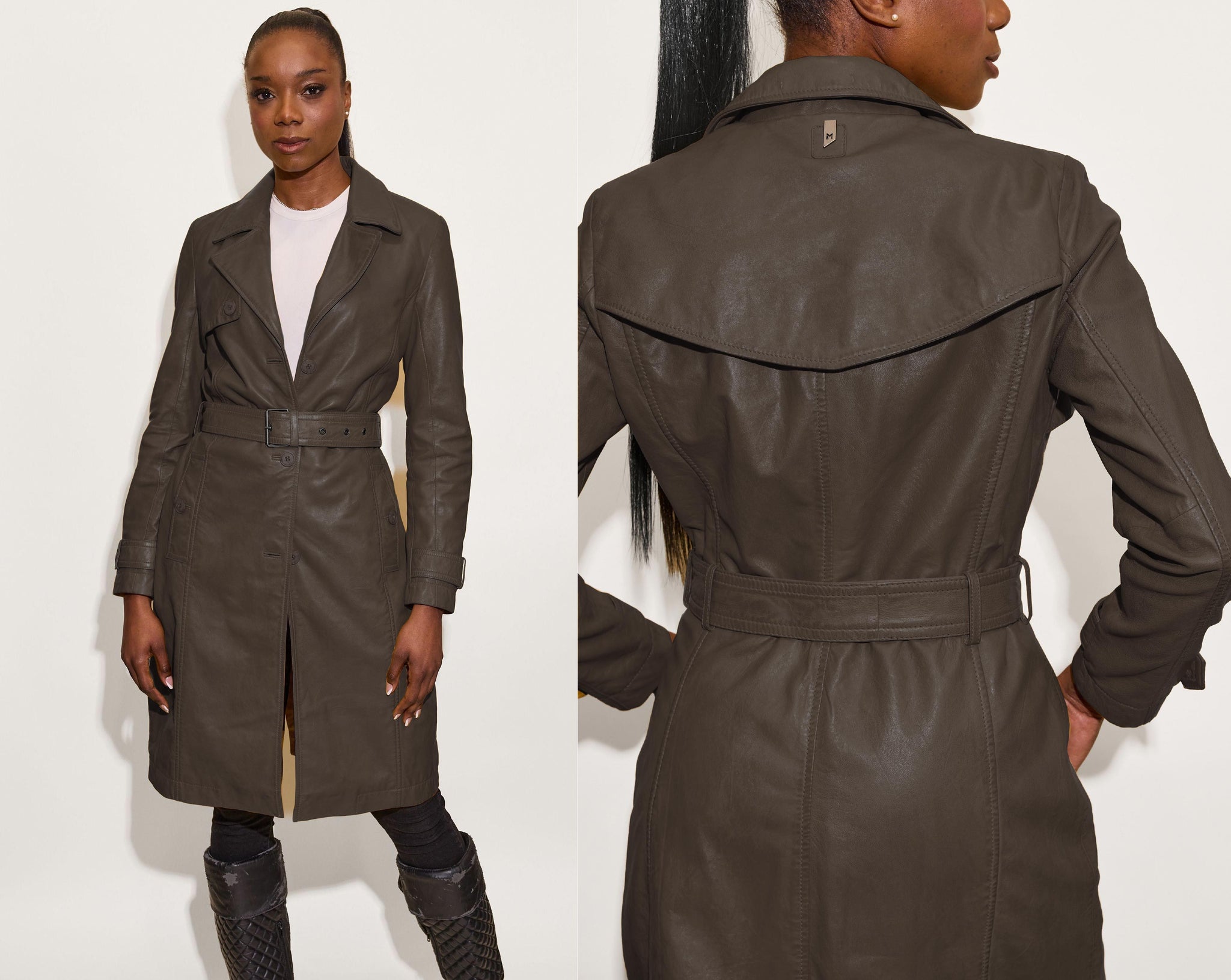 Leah CF Leather Trench – mauritiusleather