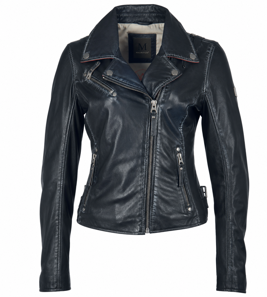 Betsy RF Leather Jacket, Navy – Mauritius