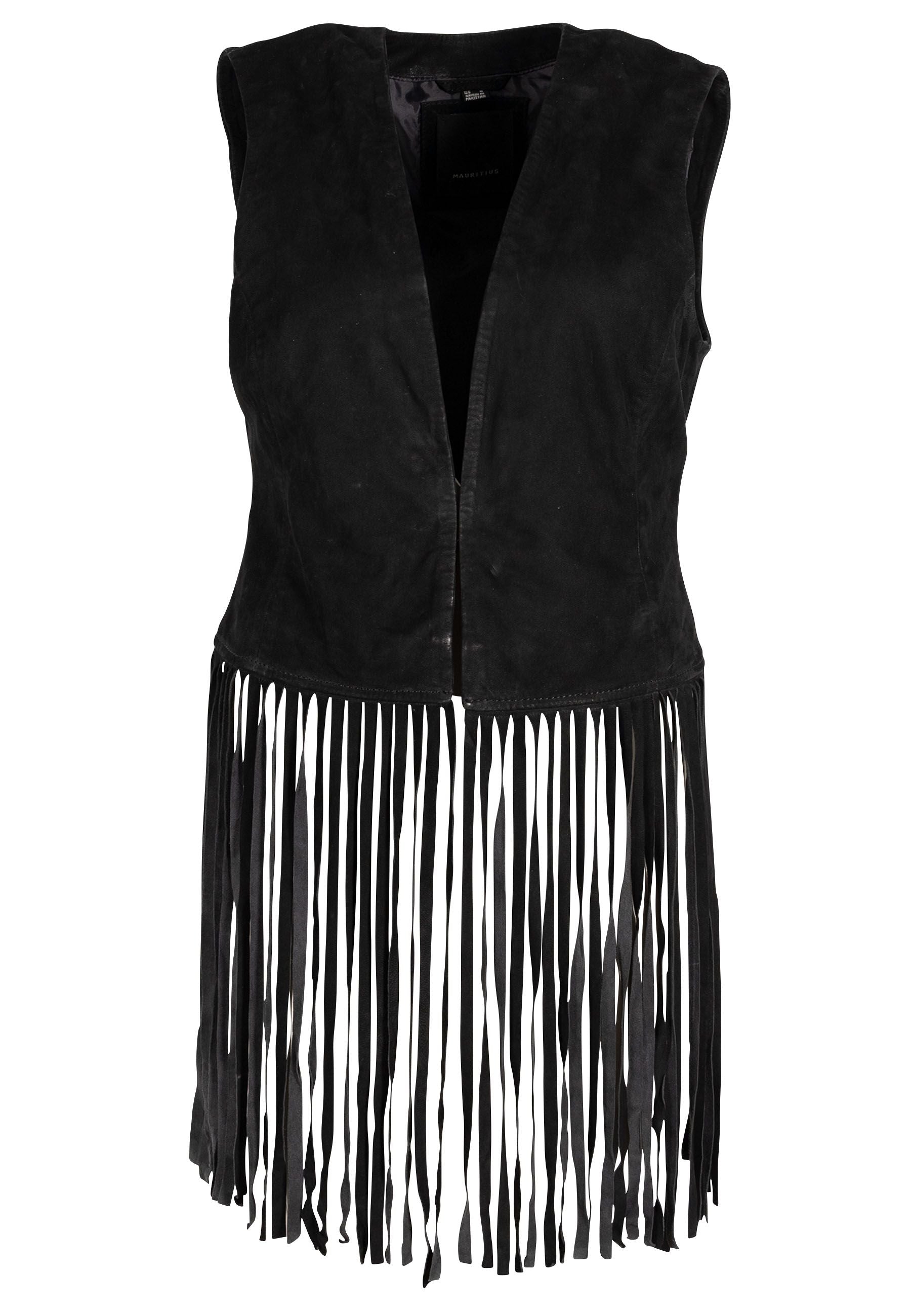 Katy Fringe Leather Vest, Black – mauritiusleather