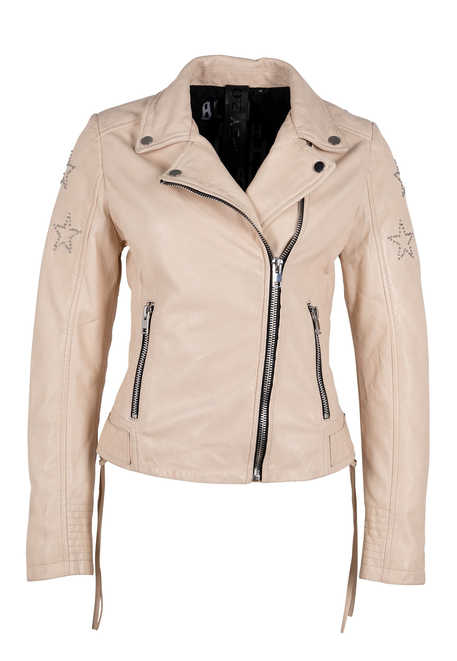 Wana Leather Jacket, White, mauritiusleather – Slim Fit