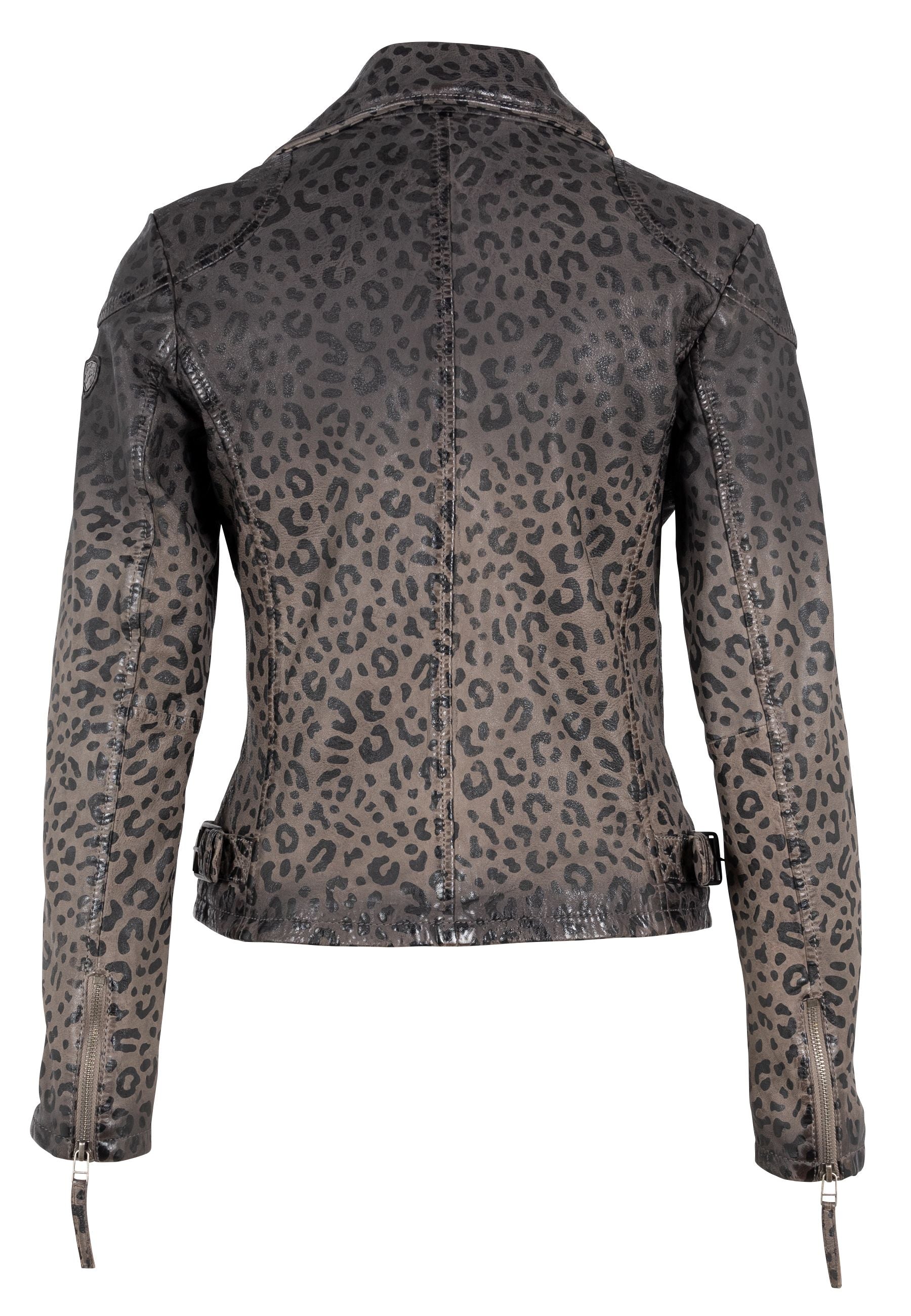 Vicki RF Leather Jacket, Snow Leopard – mauritiusleather