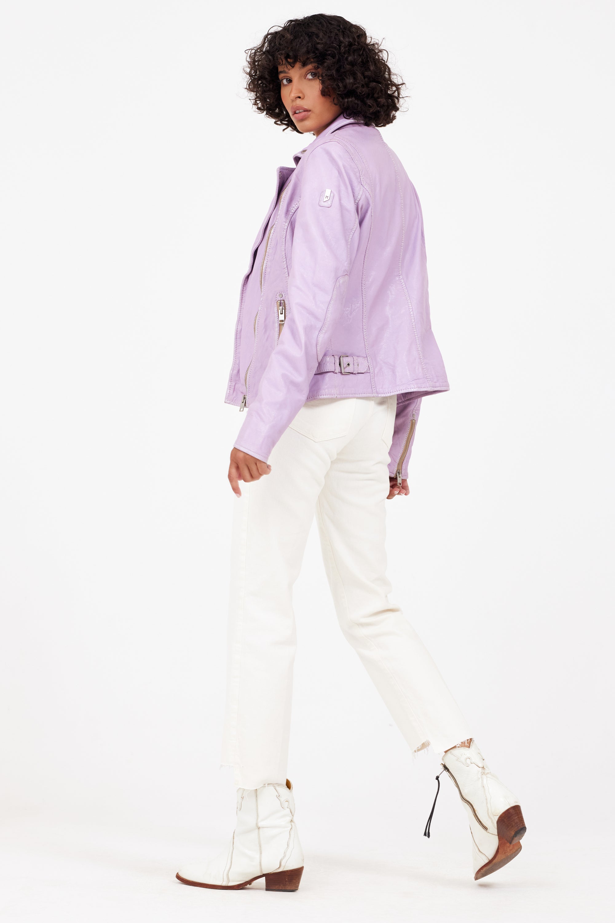 Sofia RF Leather Jacket, mauritiusleather – Lavender Digital