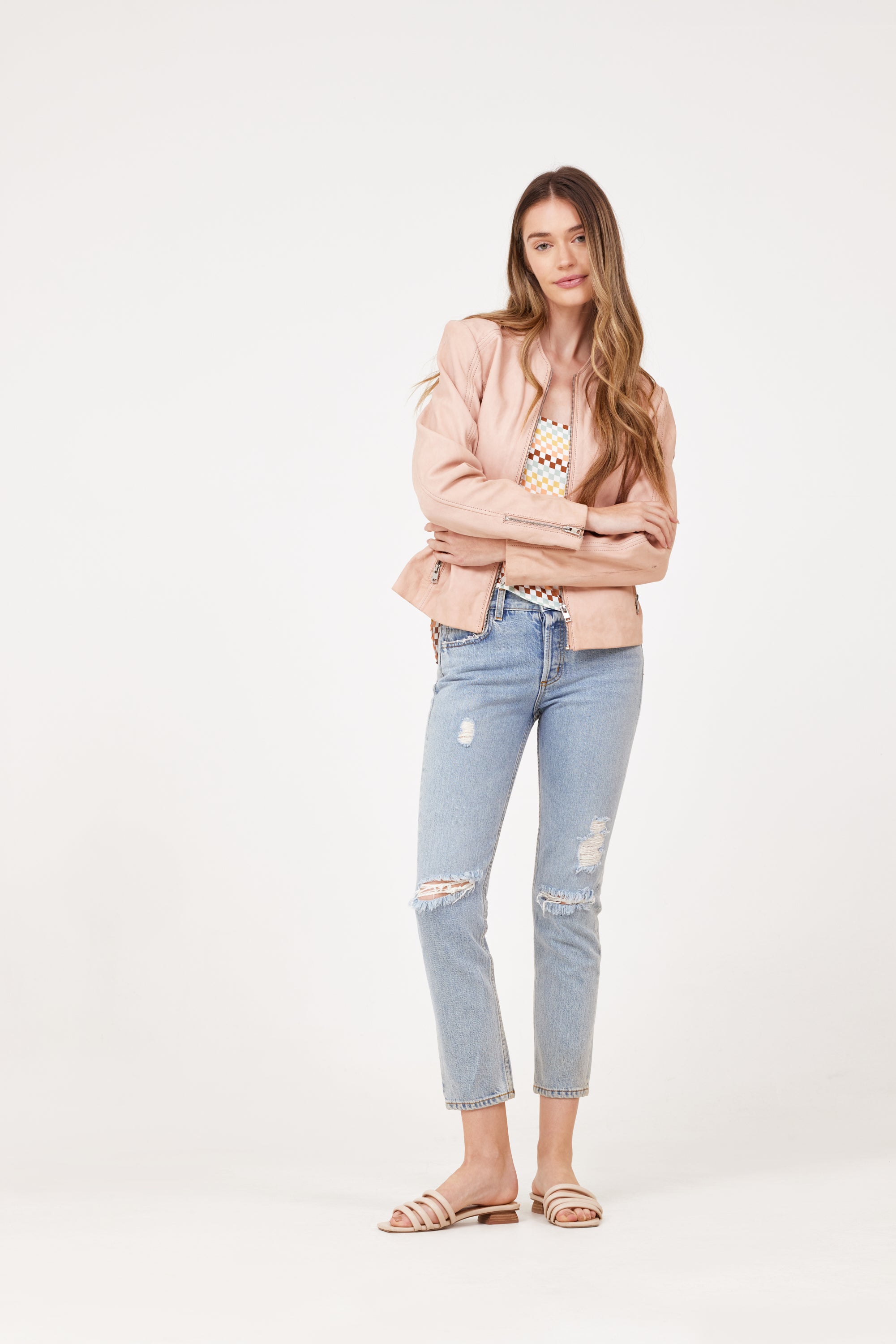 Jennet CF Leather Jacket, Rose – Mauritius