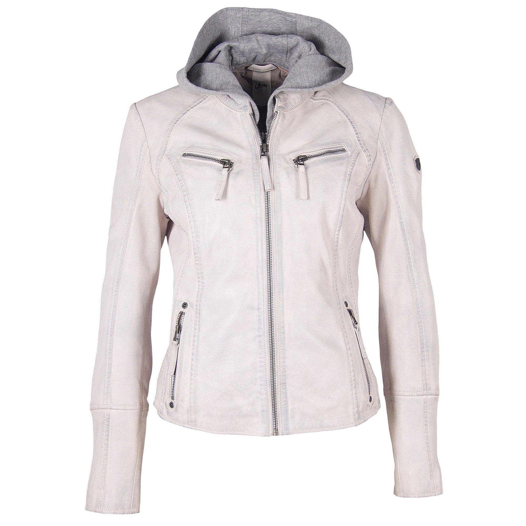 – Jacket, White RF Leather Nola mauritiusleather