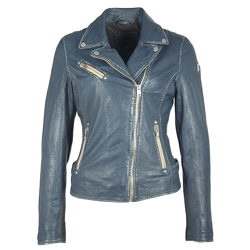 Sofia RF Leather Jacket, Denim Blue – mauritiusleather