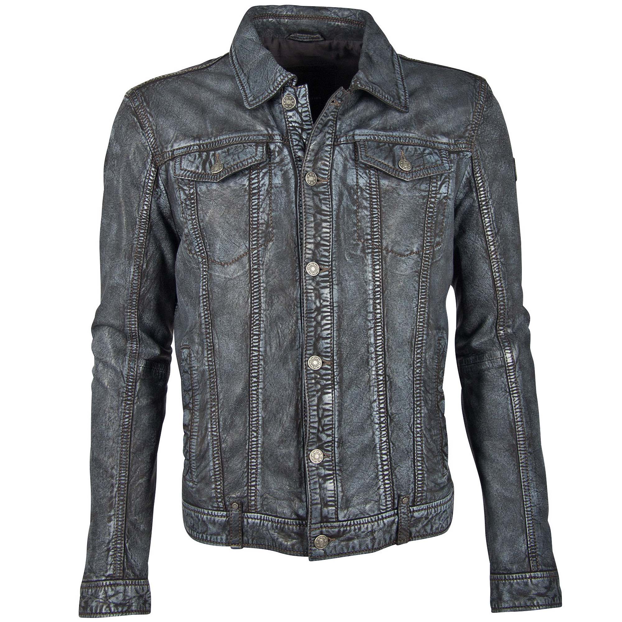 Geoff Leather mauritiusleather Jacket, RF – Anthracite-Blue